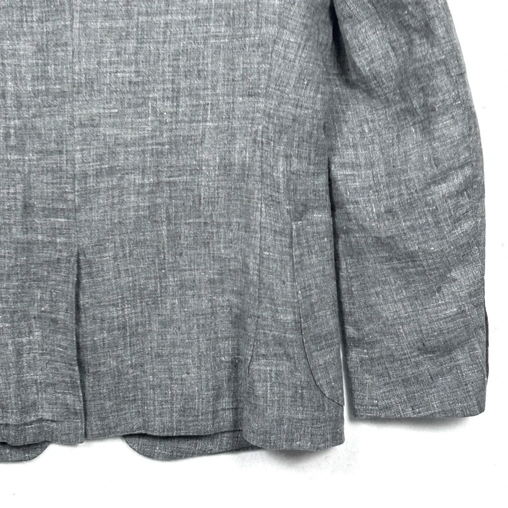 Banana Republic Slim Fit 100% Linen Blazer Men 40L Gray Sport Coat Wedding Guest
